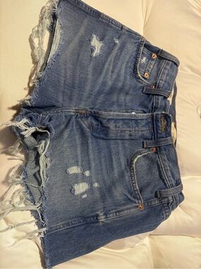 JGoods Distressed Frayed Hem Denim Shorts - Blue